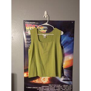 Pursuits Ltd Green Square Neck Vintage Sleeveless Blouse Size XL